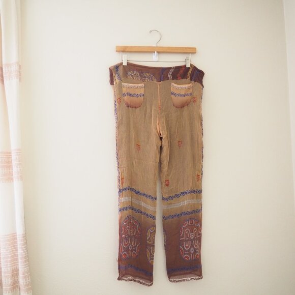 Paul Ropp Silk Boho Capri Pants sz 6 - Picture 5 of 7